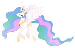 Size: 15753x10191 | Tagged: safe, artist:estories, princess celestia, alicorn, pony, absurd resolution, eyes closed, female, jewelry, mare, regalia, simple background, smiling, solo, transparent background, vector