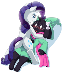 Size: 1760x2060 | Tagged: safe, artist:vavacung, rarity, goat, pony, unicorn, blushing, deltarune, female, male, mare, ralsei