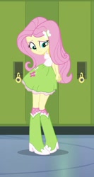 Size: 451x849 | Tagged: safe, screencap, fluttershy, equestria girls, equestria girls (movie), boots, clothes, cropped, shoes, shy, skirt, solo