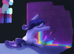 Size: 1763x1286 | Tagged: safe, artist:jargon scott, artist:rhorse, rarity, pony, unicorn, collaboration, female, mare, puking rainbows, rainbow, solo, vomit, vomiting