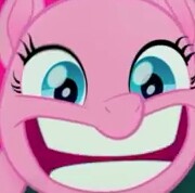 Size: 180x178 | Tagged: safe, screencap, pinkie pie, pony, my little pony: the movie, cropped, faic, looking at you, smiling