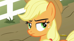 Size: 1276x713 | Tagged: safe, screencap, applejack, earth pony, pony, buckball season, discovery family logo, solo