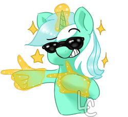 Size: 2500x2300 | Tagged: safe, artist:lightningchaser13, artist:lightningchaserarts, lyra heartstrings, pony, unicorn, ayyy lmao, ayyyy, cool kid, female, half body, hand, magic, magic hands, mare, simple background, solo, stars, sticker, transparent background