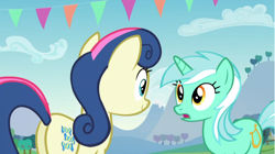 Size: 1368x768 | Tagged: safe, screencap, bon bon, lyra heartstrings, sweetie drops, earth pony, the mane attraction, butt, plot