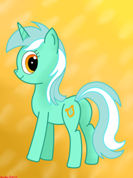 Size: 3016x4032 | Tagged: safe, artist:rainbowšpekgs, lyra heartstrings, pony, unicorn, background pony, butt, female, looking at you, rear view, simple background, smiling, solo, standing