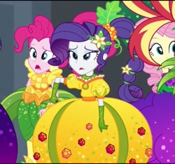 Size: 750x704 | Tagged: safe, rarity, better together, equestria girls, holidays unwrapped, cornucopia costumes, inflatable dress, o come all ye squashful