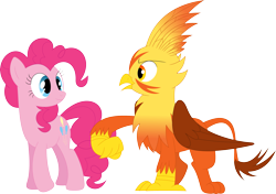 Size: 3581x2517 | Tagged: safe, artist:porygon2z, pinkie pie, oc, earth pony, griffon, pony