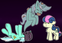 Size: 1495x1032 | Tagged: safe, artist:llametsul, bon bon, lyra heartstrings, sweetie drops, earth pony, ghost, ghost pony, undead, unicorn, annoyed, atg 2020, bon bon is not amused, chest fluff, cookie, cookie jar, cute, cutie mark, dead, eating, female, food, horn, l.u.l.s., lesbian, lyrabetes, lyrabon, mare, newbie artist training grounds, shipping, simple background, smiling, spirit, this ended in death, unamused, worth it