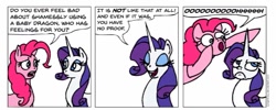 Size: 973x389 | Tagged: safe, artist:gingerfoxy, pinkie pie, rarity, pony, unicorn, pony comic generator, comic