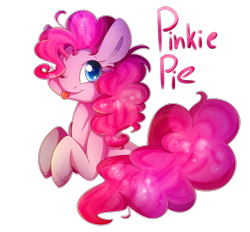 Size: 2389x2215 | Tagged: safe, artist:soundwavepie, pinkie pie, earth pony, pony, high res, one eye closed, simple background, solo, tongue out, transparent background, wink