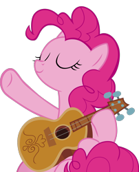 Size: 2086x2581 | Tagged: safe, artist:frownfactory, pinkie pie, earth pony, pony, honest apple, .svg available, eyes closed, female, guitar, mare, simple background, solo, svg, transparent background, vector