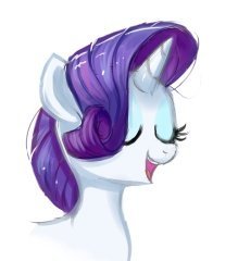 Size: 219x240 | Tagged: safe, artist:confetticakez, rarity, pony, unicorn, bust, cute, eyes closed, female, mare, open mouth, portrait, raribetes, simple background, solo, white background