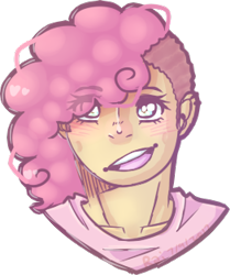 Size: 262x314 | Tagged: safe, artist:ultraderpymuffin, pinkie pie, human, blushing, bust, female, humanized, looking at you, open mouth, portrait, simple background, smiling, solo, transparent background