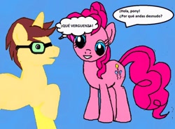 Size: 900x662 | Tagged: safe, pinkie pie, pony, unicorn, brony, ponyville, quality, spanish, translated in the comments