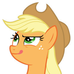 Size: 5000x5000 | Tagged: safe, artist:reginault, applejack, earth pony, pony, buckball season, absurd resolution, bust, female, freckles, mare, portrait, simple background, solo, tongue out, transparent background, vector