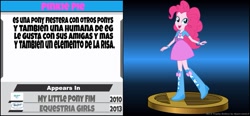 Size: 1311x609 | Tagged: safe, artist:mariopiequevedod, pinkie pie, equestria girls, crossover, hasbro, spanish, super smash bros., super smash bros. 4, translated in the comments