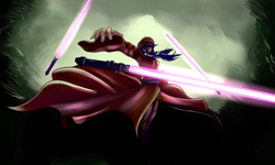 Size: 5000x3000 | Tagged: safe, artist:maxiebrown, derpibooru import, twilight sparkle, human, cloak, clothes, crossover, darth traya, female, humanized, knights of the old republic, kreia, lightsaber, magic, solo, star wars, telekinesis