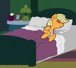 Size: 760x678 | Tagged: safe, artist:inurantchan, applejack, earth pony, pony, atg 2016, bed, cute, newbie artist training grounds, sick, sleeping, tissue, tissue box