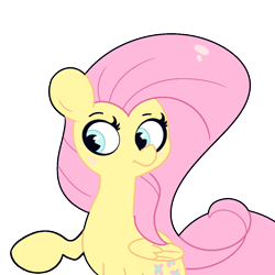 Size: 1000x1000 | Tagged: safe, artist:turtlefarminguy, fluttershy, pegasus, pony, blush sticker, blushing, female, folded wings, head turn, looking sideways, mare, pointing, raised hoof, simple background, solo, transparent background, wings