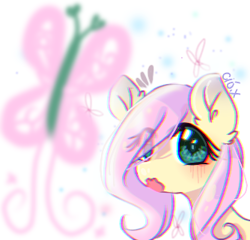 Size: 334x320 | Tagged: safe, artist:windymils, fluttershy, pegasus, pony, blushing, female, mare, open mouth, solo