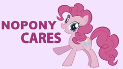 Size: 1280x720 | Tagged: safe, pinkie pie, pony, looking at you, meme, nobody cares, raised hoof, reaction image, smiling, stock vector