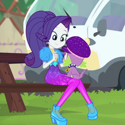 Size: 720x720 | Tagged: safe, screencap, rarity, spike, spike the regular dog, dog, better together, equestria girls, sunset's backstage pass!, cropped, cute, female, male, raribetes