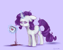 Size: 2800x2200 | Tagged: safe, artist:buttersprinkle, rarity, pony, unicorn, bags under eyes, coffee, coffee mug, digital art, female, floppy ears, levitation, magic, mare, morning ponies, mug, purple background, simple background, solo, telekinesis, tired