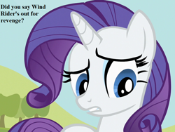 Size: 960x720 | Tagged: safe, edit, edited screencap, screencap, rarity, pony, unicorn, sisterhooves social, cropped, implied wind rider, speech