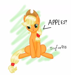 Size: 1508x1586 | Tagged: safe, artist:icyfire888, applejack, earth pony, pony, applejack's hat, blonde, blonde mane, blonde tail, female, green eyes, mare, orange coat, solo