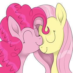 Size: 3000x3000 | Tagged: safe, artist:squipycheetah, fluttershy, pinkie pie, earth pony, pegasus, pony, bust, cute, duo, eyes closed, female, flutterpie, happy, lesbian, nuzzling, shipping, simple background, smiling, transparent background, vector