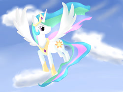 Size: 1280x960 | Tagged: safe, artist:soujun, princess celestia, alicorn, pony, cloud, solo