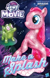 Size: 1100x1700 | Tagged: safe, gummy, pinkie pie, pony, my little pony: the movie, glitter, my little pony logo, needs more glitter, official