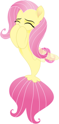 Size: 1561x3245 | Tagged: safe, artist:infinitewarlock, fluttershy, seapony (g4), my little pony: the movie, cute, eyes closed, female, seaponified, seapony fluttershy, shyabetes, simple background, solo, species swap, transparent background, vector