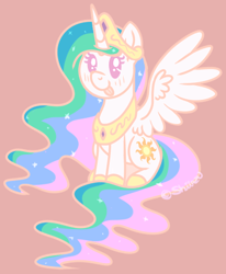 Size: 353x429 | Tagged: safe, artist:shiiazu, princess celestia, alicorn, pony, :p, blushing, chibi, crown, cute, cutelestia, female, hoof shoes, jewelry, mare, peytral, regalia, silly, sitting, solo, tongue out