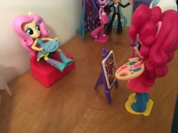 Size: 4032x3024 | Tagged: safe, artist:crazybeast, fluttershy, pinkie pie, equestria girls, doll, equestria girls minis, eqventures of the minis, irl, paint, paintbrush, painting, photo, toy