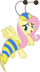 Size: 7812x14103 | Tagged: safe, artist:punzil504, fluttershy, flash bee, pegasus, pony, a health of information, absurd resolution, animal costume, bee costume, beekini, clothes, costume, female, flutterbee, mare, open mouth, simple background, solo, transparent background, underhoof, vector