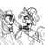 Size: 500x500 | Tagged: safe, artist:sallindaemon, applejack, pinkie pie, earth pony, pony, boop, monochrome, sketch