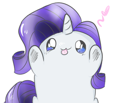 Size: 1300x1080 | Tagged: safe, artist:strabarybrick, rarity, pony, unicorn, :3, :p, blob ponies, chibi, cute, female, floating heart, heart, looking at you, mare, raribetes, rarity is a marshmallow, simple background, solo, tongue out, white background