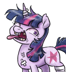 Size: 670x738 | Tagged: safe, artist:king-kakapo, derpibooru import, twilight sparkle, bandage, retarded, solo, you tried