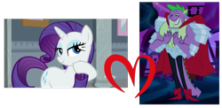 Size: 737x361 | Tagged: safe, edit, edited screencap, screencap, rarity, spike, dragon, pony, unicorn, beefspike, female, male, shipping, shipping domino, sparity, straight