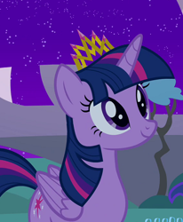 Size: 410x498 | Tagged: safe, derpibooru import, screencap, twilight sparkle, twilight sparkle (alicorn), alicorn, pony, princess twilight sparkle (episode), crown, female, mare, new crown, smiling, solo