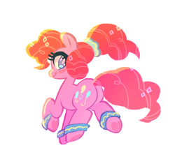 Size: 724x661 | Tagged: safe, artist:shacklefunk, pinkie pie, earth pony, pony, alternate hairstyle, butt, female, looking back, mare, plot, ponytail, simple background, solo, white background