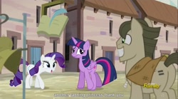 Size: 1280x712 | Tagged: safe, derpibooru import, screencap, rarity, twilight sparkle, twilight sparkle (alicorn), alicorn, pony, unicorn, the cutie map, female, mare, meme, youtube caption