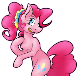 Size: 540x528 | Tagged: safe, artist:princesspop-15, pinkie pie, pony, alternate hairstyle, bipedal, simple background, solo, transparent background