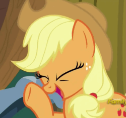 Size: 545x513 | Tagged: safe, screencap, applejack, earth pony, pony, viva las pegasus, >:d, animated, applejack's hat, cowboy hat, cute, eyes closed, fast, female, gif, happy, hat, jackabetes, laughing, loop, mare, open mouth, raised hoof, solo, xd