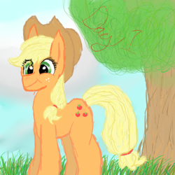 Size: 1000x1000 | Tagged: safe, artist:pinkpalette, applejack, earth pony, pony, female, mare, newbie artist training grounds, solo