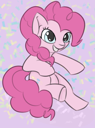 Size: 877x1185 | Tagged: safe, artist:treekickerdraws, pinkie pie, pony, confetti, cute, female, mare, solo