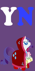 Size: 2000x4000 | Tagged: safe, anonymous artist, part of a series, part of a set, rarity, sweetie belle, pony, unicorn, series:fm holidays, boots, cloak, clothes, duo, female, happy new year, holiday, hood, lineless, looking at something, looking up, new year, no pupils, purple background, scarf, shoes, siblings, simple background, sisters