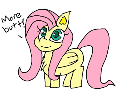 Size: 618x474 | Tagged: safe, artist:lil miss jay, fluttershy, pegasus, pony, 1000 hours in ms paint, butts, chest fluff, female, more butt, ms paint, simple background, solo, white background