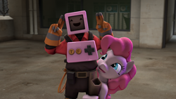 Size: 1920x1080 | Tagged: safe, pinkie pie, pony, 3d, crossover, cute, engineer, happy, peace sign, source filmmaker, team fortress 2